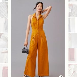 By Anthropologie Picnic Jumpsuit honey halter jumpsuit